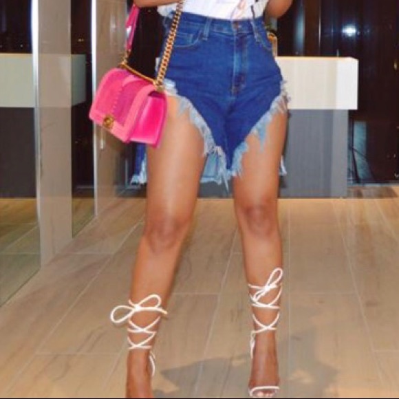 Pants - Denim distressed destroyed shorts